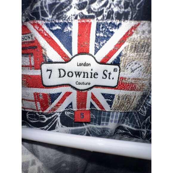 7 Downie St Couture Long Sleeve Flip Cuff Dress Shirt Men's Size 5 Blue Abstract - Picture 5 of 13